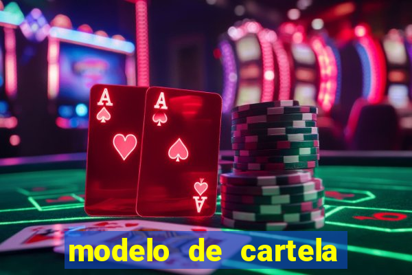 modelo de cartela de bingo em branco